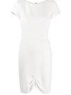 Emporio Armani Gathered-hem Midi Dress In White