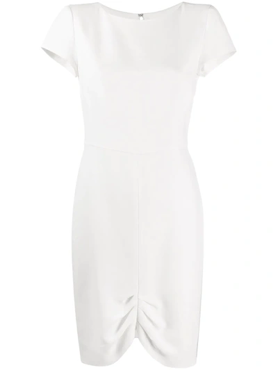 Emporio Armani Gathered-hem Midi Dress In White