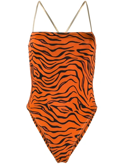 Reina Olga Chloe Tiger Print Swimsuit In Orange