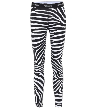 Vetements Zebra-print Logo Waistband Leggings In Black/white