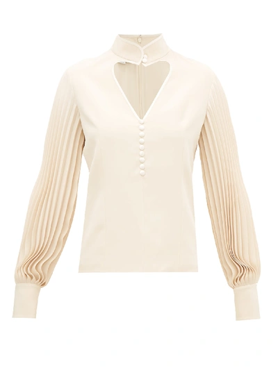Gucci Pleated-sleeve Silk Blouse In Ivory