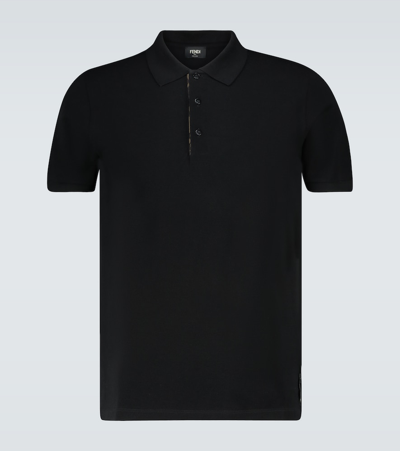 Fendi Polo Shirt With Ff Placket In Black