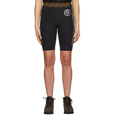 Fendi Ff Logo-stripe Cycling Shorts In Black