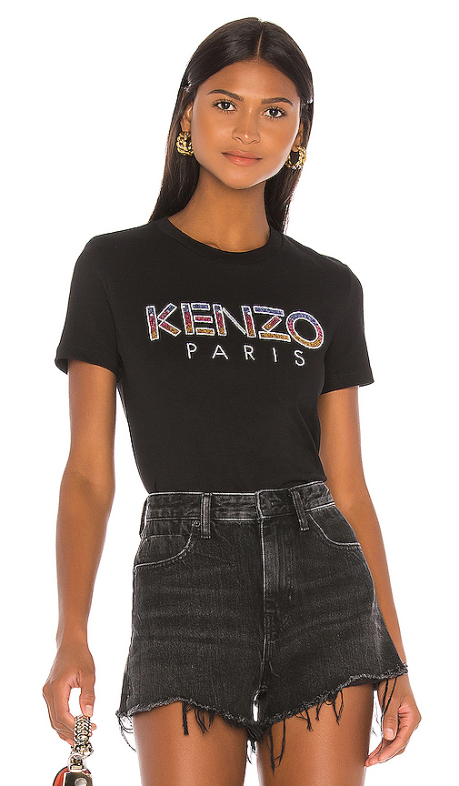Kenzo Black T Shirt With Paris Logo Modesens