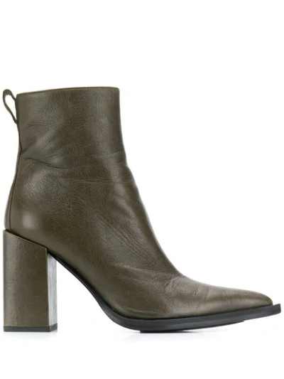 Ami Alexandre Mattiussi Chunky Heel Ankle Boots In Green