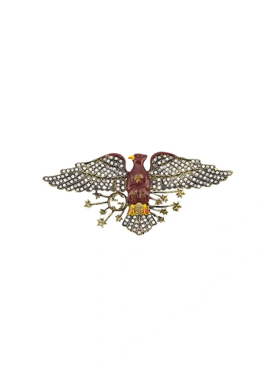 Gucci Crystal-embellished Eagle Brooch In Metallic