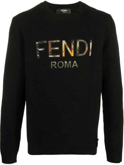 Fendi Logo缝饰套头衫 In Black