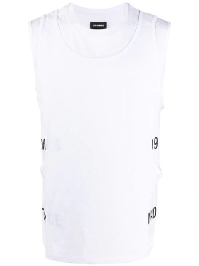 Les Hommes Cut-out Layered Style Waistcoat In White