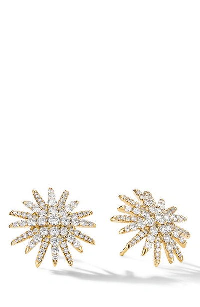 David Yurman Starburst Stud Earrings In 18k Gold With Pavé Diamonds In White/gold