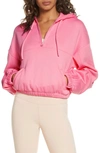 Alo Yoga Stadium Quarter-zip Hooded Sweatshirt In Macaron Pink