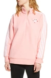 Adidas Originals Fleece Half Zip Pullover In Glory Pink