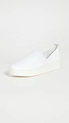 Vince Saxon Napa Leather Slip-on Sneakers In Optic White