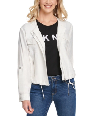 Dkny Zip-front Jacket In Ivory