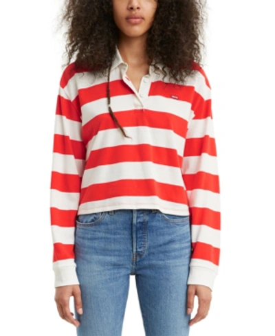 Levi's Cropped Cotton Rugby Top In Amina Stripe Tomato