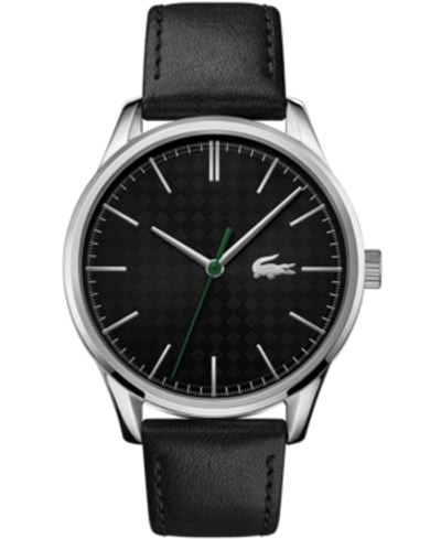 Lacoste Vienna Leather Strap Watch & Leather Bracelet Set, 42mm In Black