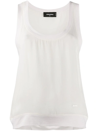 Dsquared2 Jersey-trimmed Chiffon Tank Top In White