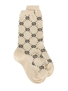 Gucci Kids' Girls Ivory Glitter Gg Logo Socks In Brown