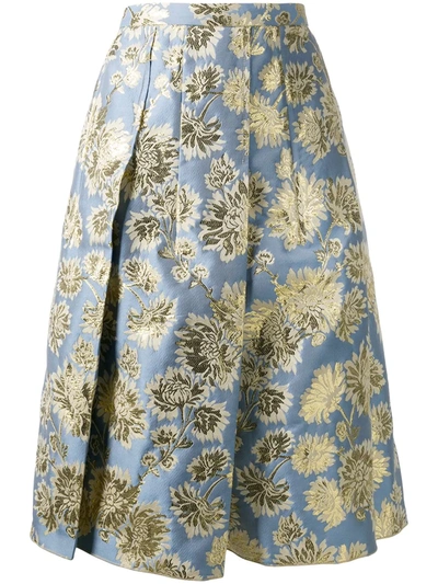 N°21 Floral Jacquard A-line Skirt In Blue