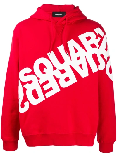 Dsquared2 Mirror Logo-print Hooded Sweatshirt In Red