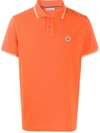 Moncler Logo-embroidered Polo Shirt In Orange