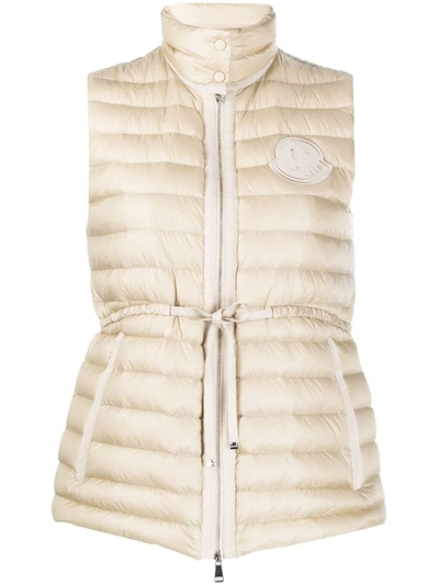 Moncler Quilted Fitted Gilet In Neutrals