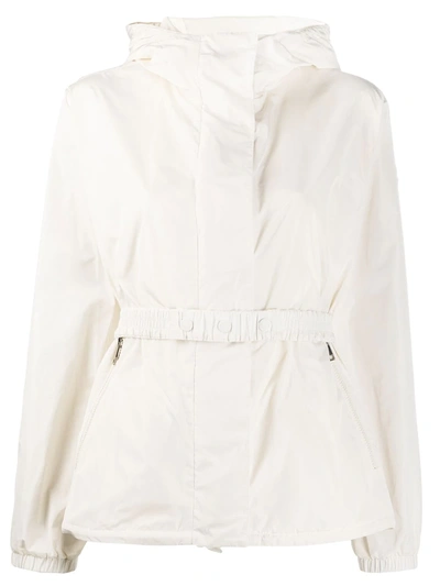 Moncler Elasticated Waist Hooded Jacket In White