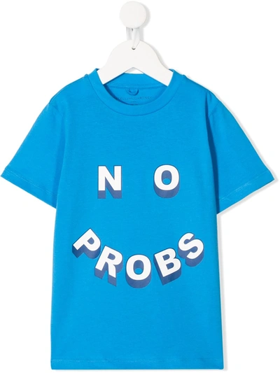 Stella Mccartney Kids' No Probs Organic Cotton T-shirt In Azure