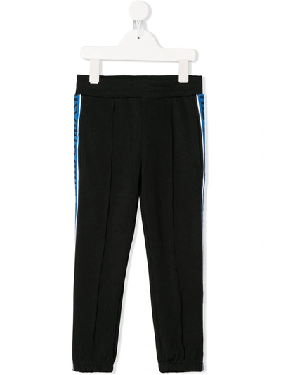 Stella Mccartney Kids' Logo-stripe Track Trousers In Black