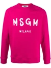 Msgm Logo-print Raglan-sleeved Sweatshirt In Pink