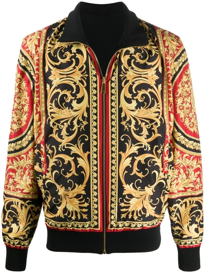 Versace Barocco Print Reversible Bomber Jacket In Black ModeSens