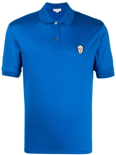 Alexander Mcqueen Skull Patch Polo Shirt In Blue