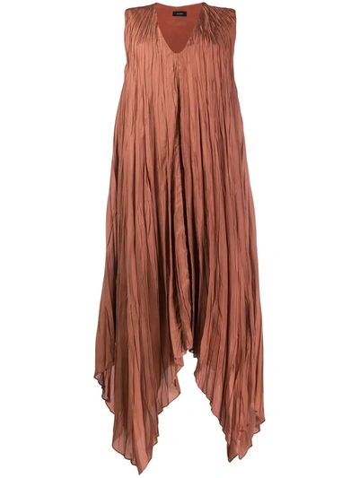 Joseph Handkerchief-hem Pleated Sleeveless Dress In Brown