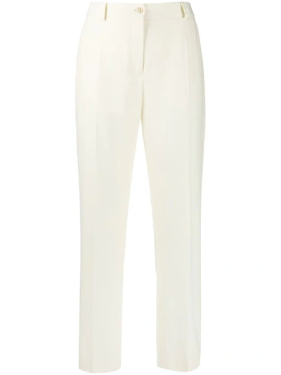 Agnona Wool Flannel Straight-leg Trousers In Ivory