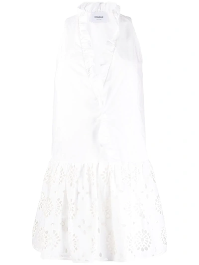 Dondup Ruffle Trim Mini Dress In White