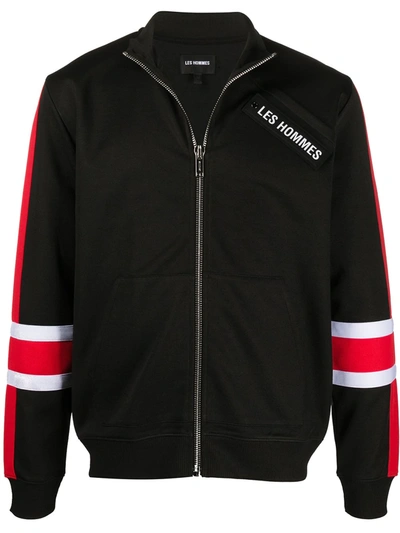 Les Hommes Logo Patch Bomber Jacket In Black