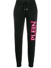 Philipp Plein Embellished Logo Print Jersey Sweatpants In Black