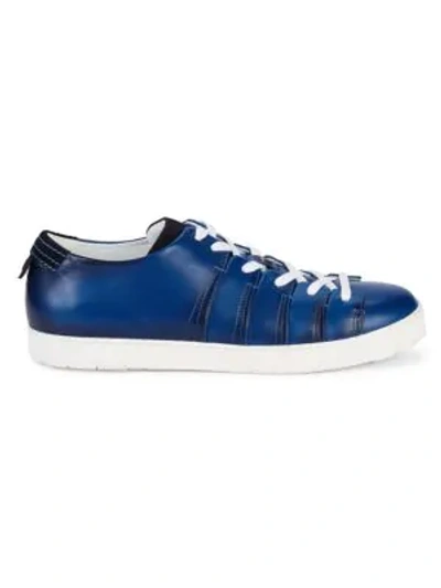 Corthay 90 Leather Low-top Sneakers In Blue