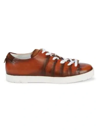 Corthay 90 Leather Low-top Sneakers In Brown