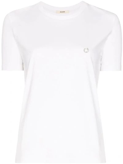 Zilver Piercing Cotton T-shirt In White