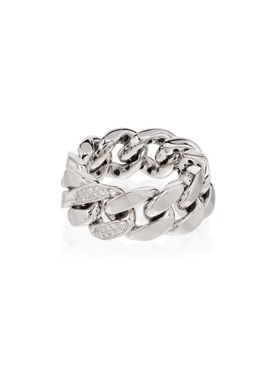 Shay 18kt White Gold Pavé Diamond Link Ring In Silver