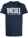 Diesel Logo Print Crew Neck T-shirt In Blue