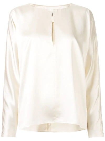 La Collection Yumi Satin Blouse In White
