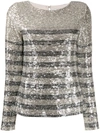 In The Mood For Love Carita Sequin Embroidered Blouse In Grey
