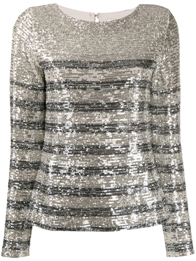 In The Mood For Love Carita Sequin Embroidered Blouse In Grey