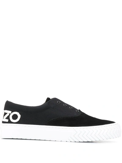 Kenzo Suede-panel Low-top Trainers In Black