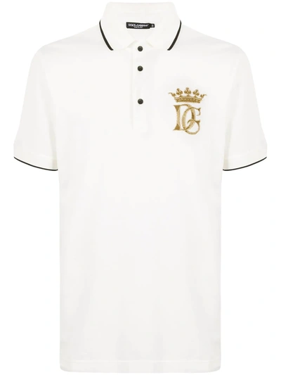 Dolce & Gabbana Embroidered Logo Polo Shirt In White