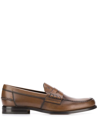 Tod's Brown Leather Penny Loafers | ModeSens