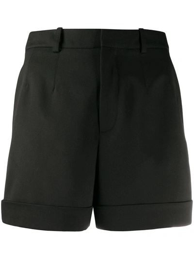 Saint Laurent High-waisted Rolled Hem Shorts In Black