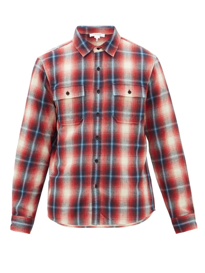Frame Plaid Double Pocket Button Down Shirt In Spring Red Multi