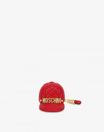 Moschino Key Ring In Nappa Leather Cap In Yellow